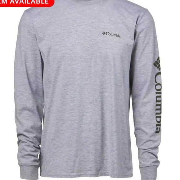 Columbia Men's Small, Fundamentals Graphic Long Sleeve t-shirt, grey heather NWT - Picture 1 of 9